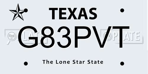 G83PVT Texas License Plate