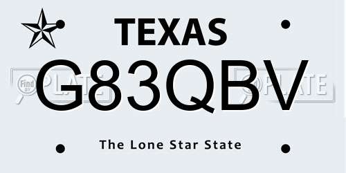 G83QBV Texas License Plate