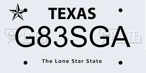 G83SGA Texas License Plate