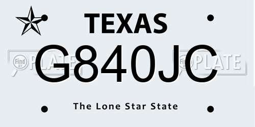 G840JC Texas License Plate