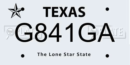 G841GA Texas License Plate