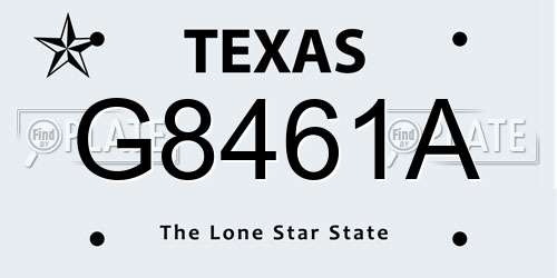 G8461A Texas License Plate