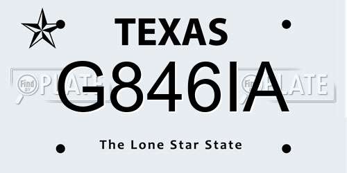 G846IA Texas License Plate