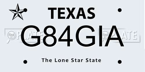 G84GIA Texas License Plate