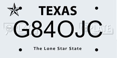 G84OJC Texas License Plate