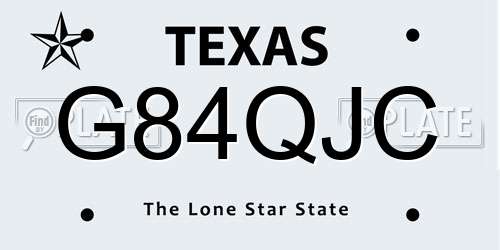 G84QJC Texas License Plate
