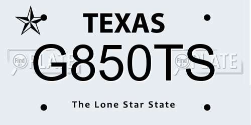 G850TS Texas License Plate