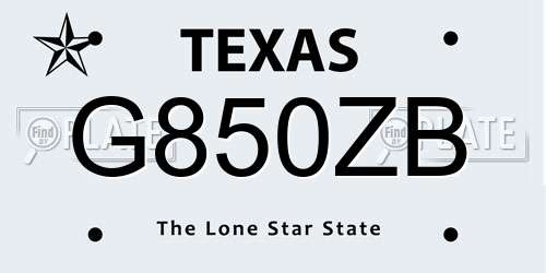 G850ZB Texas License Plate