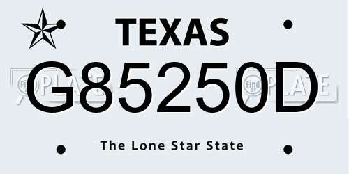 G85250D Texas License Plate