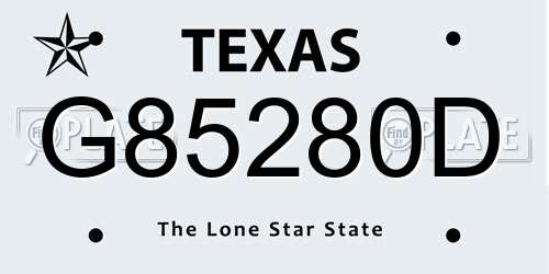 G85280D Texas License Plate