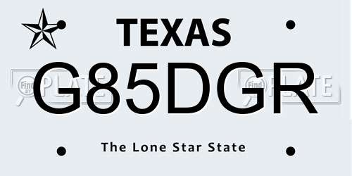 G85DGR Texas License Plate