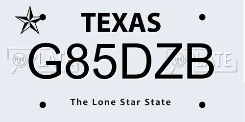 G85DZB Texas License Plate