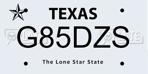 G85DZS Texas License Plate