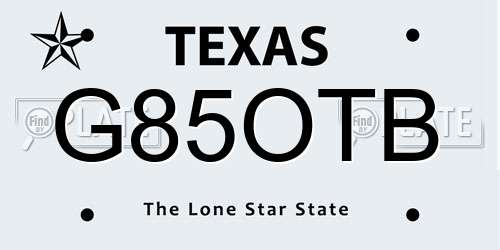 G85OTB Texas License Plate