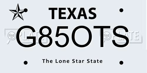G85OTS Texas License Plate