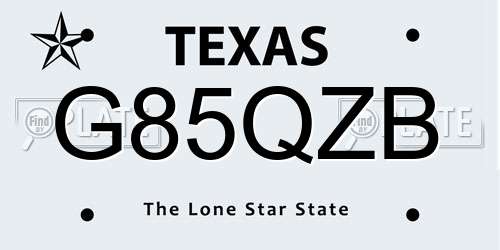 G85QZB Texas License Plate
