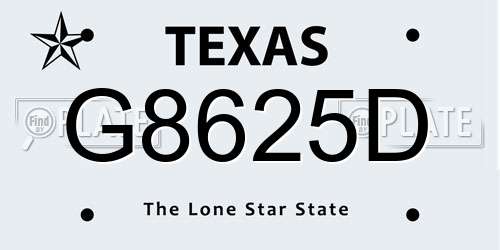 G8625D Texas License Plate