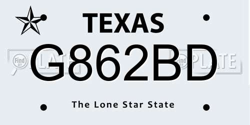 G862BD Texas License Plate