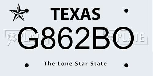 G862BO Texas License Plate