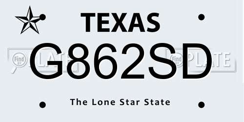 G862SD Texas License Plate
