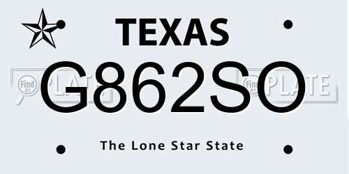 G862SO Texas License Plate