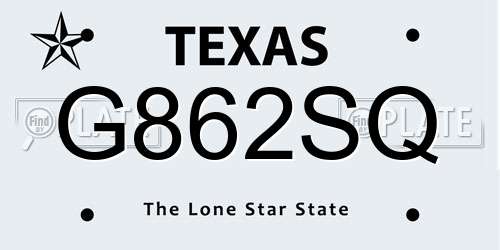 G862SQ Texas License Plate