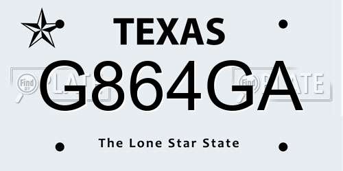 G864GA Texas License Plate