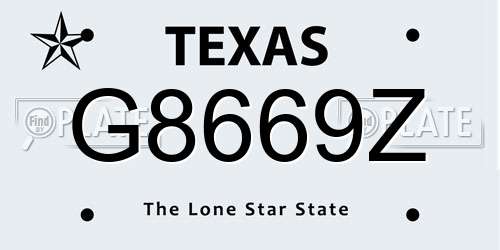 G8669Z Texas License Plate