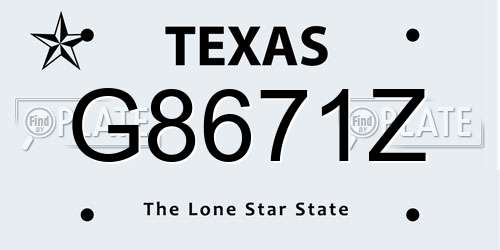 G8671Z Texas License Plate