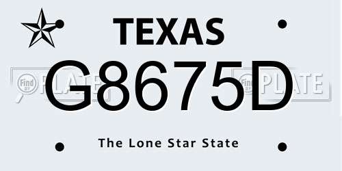 G8675D Texas License Plate