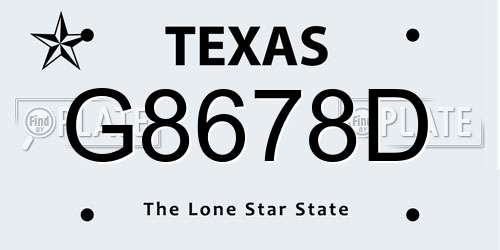 G8678D Texas License Plate