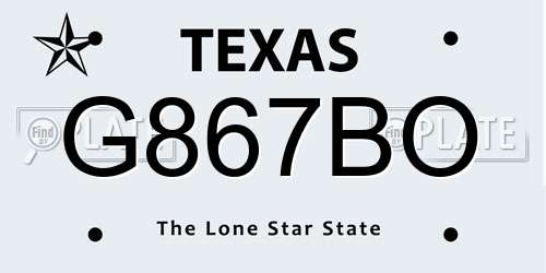 G867BO Texas License Plate