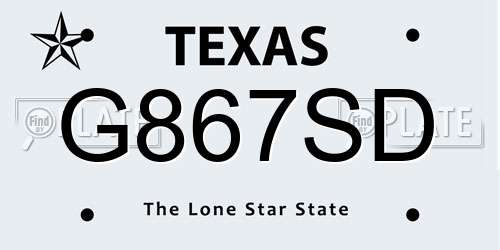 G867SD Texas License Plate