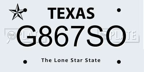 G867SO Texas License Plate