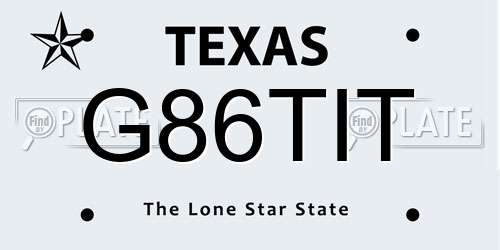 G86TIT Texas License Plate