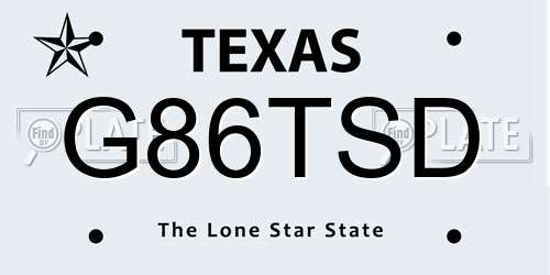 G86TSD Texas License Plate