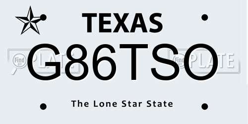 G86TSO Texas License Plate