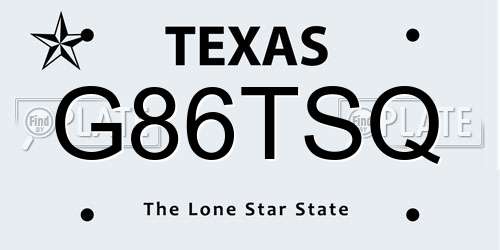 G86TSQ Texas License Plate