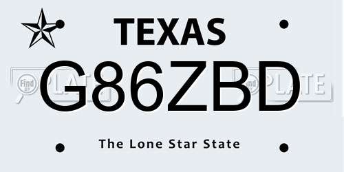 G86ZBD Texas License Plate