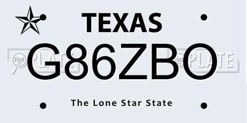 G86ZBO Texas License Plate
