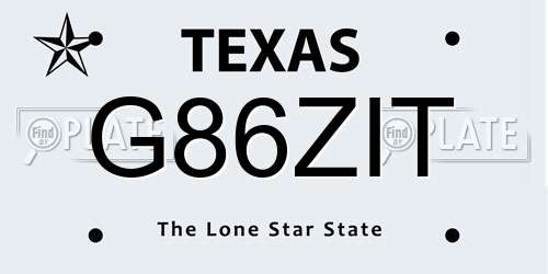 G86ZIT Texas License Plate