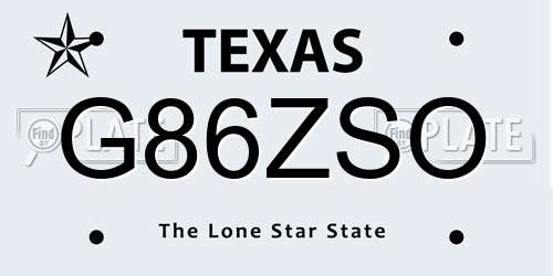 G86ZSO Texas License Plate