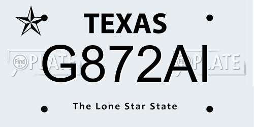 G872AI Texas License Plate