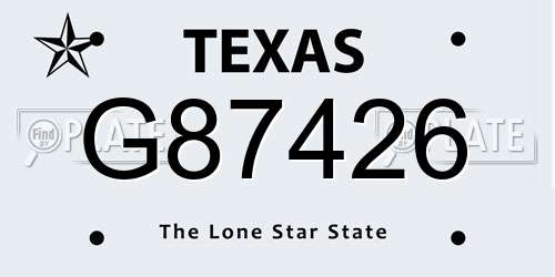 G87426 Texas License Plate