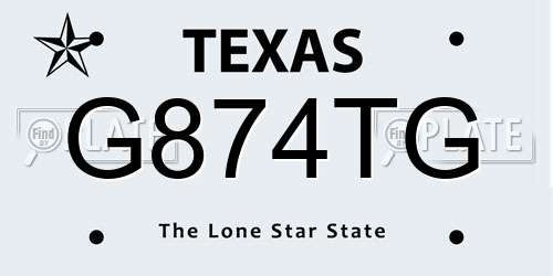 G874TG Texas License Plate