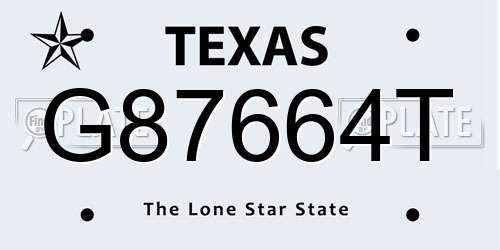 G87664T Texas License Plate