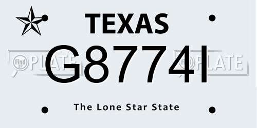 G8774I Texas License Plate