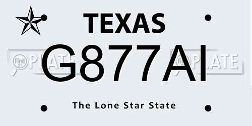 G877AI Texas License Plate
