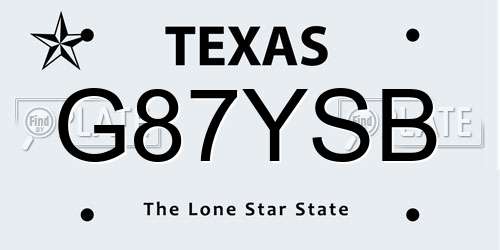 G87YSB Texas License Plate