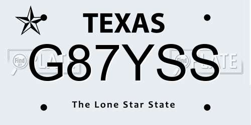 G87YSS Texas License Plate